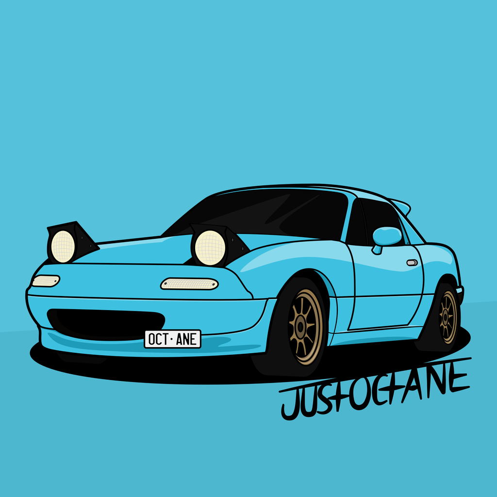 Blue Mazda Miata Digital Illustration