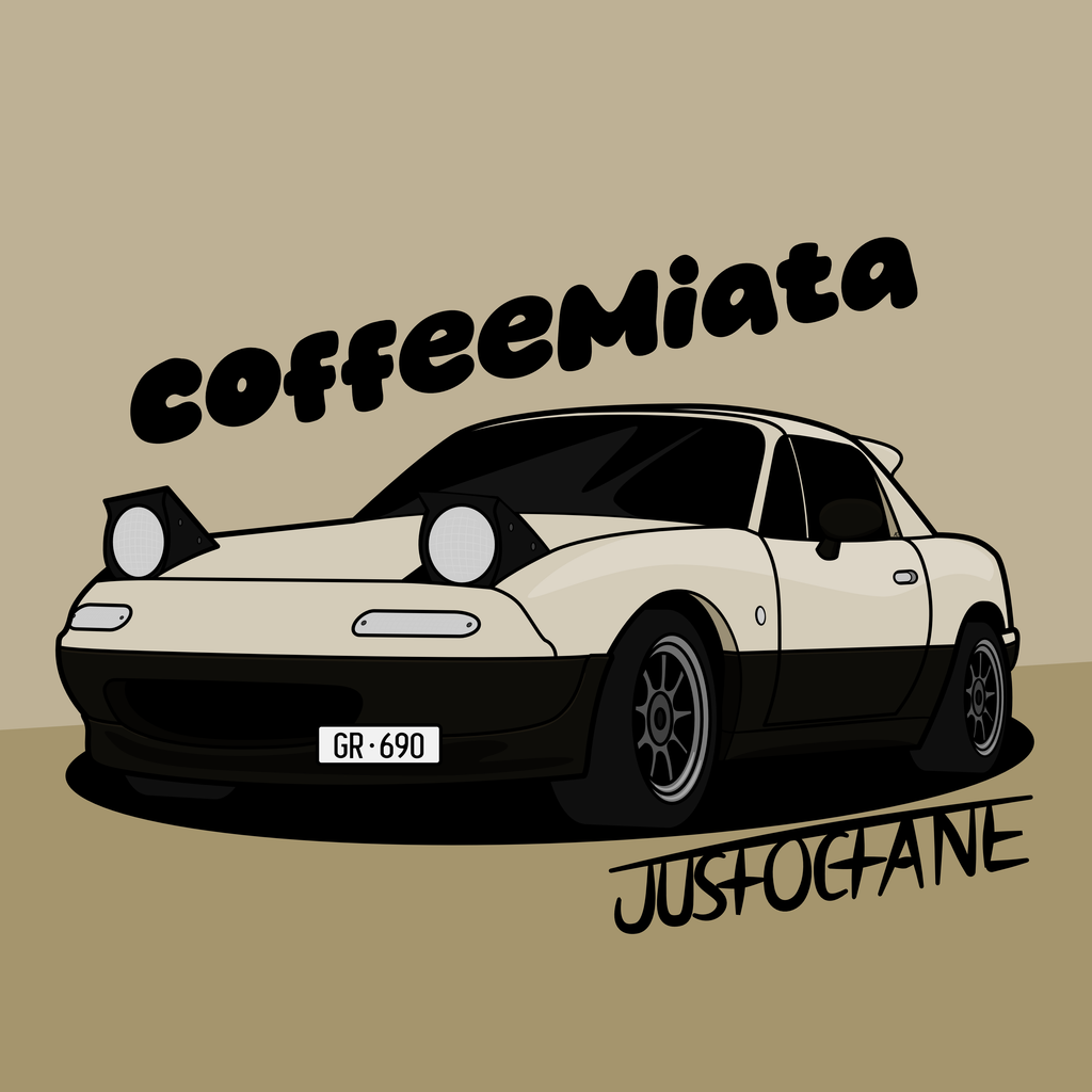 Tan and Black Mazda Miata Digital Illustration