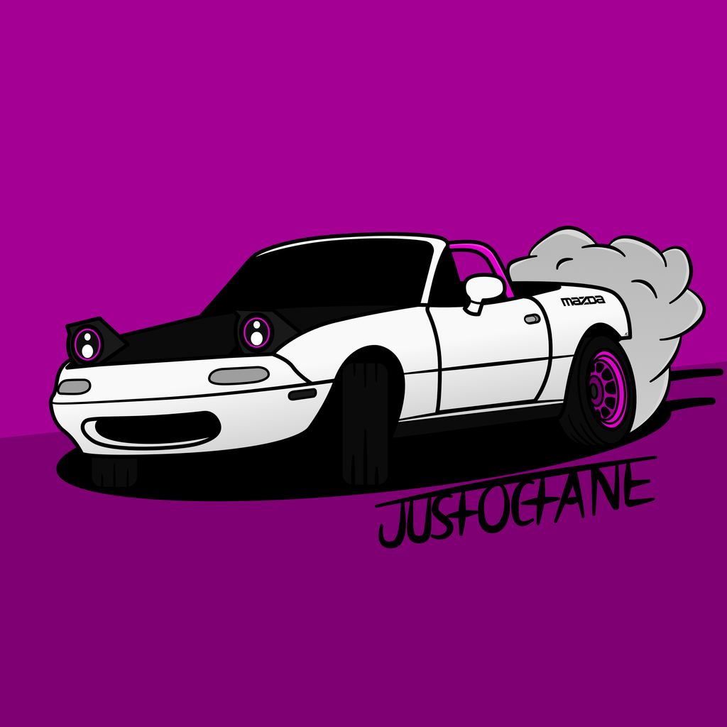 White Mazda Miata Digital Illustration