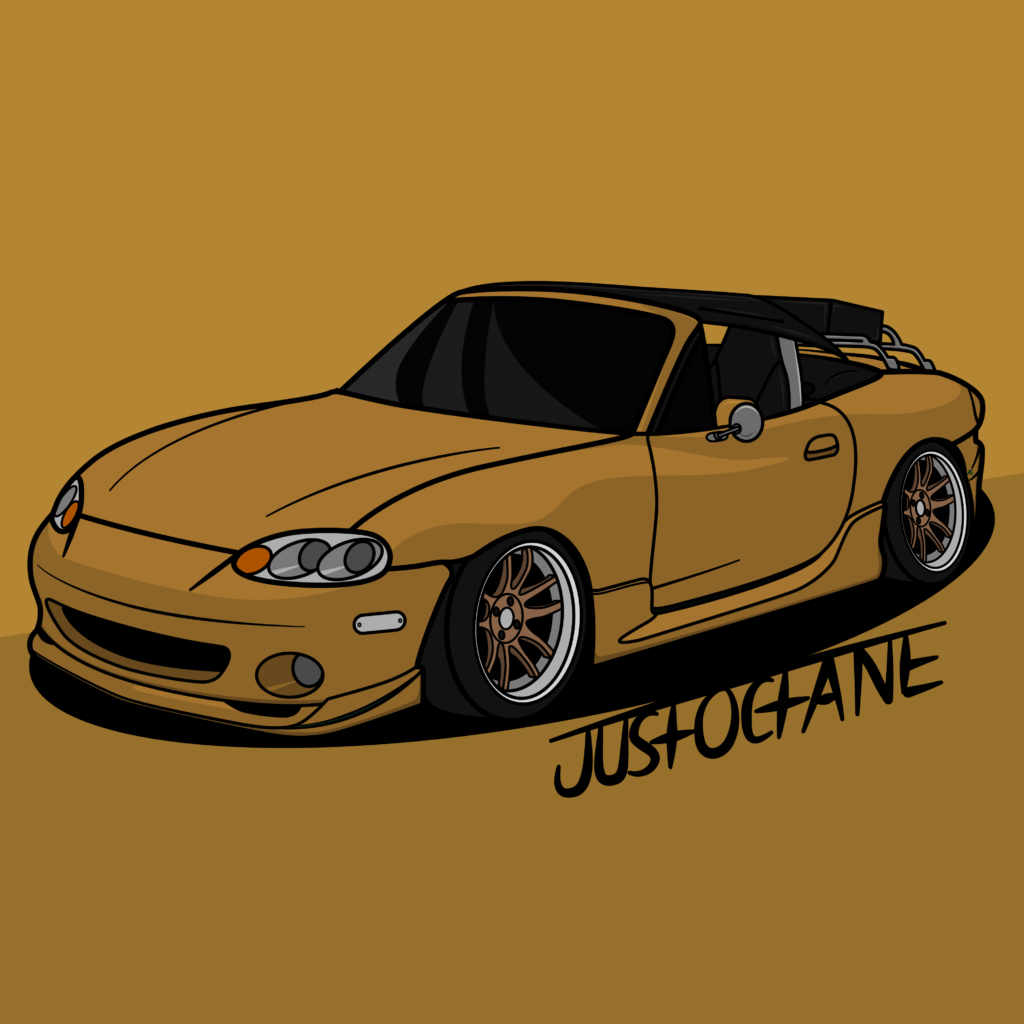 Yellow Mazda Miata Digital Illustration
